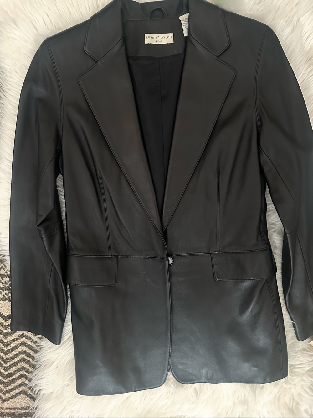 Lord & Taylor Black Leather Blazer